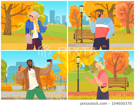 People using smartphones, gadget, mobile phone. Mobile internet, social media. Taking selfie on smartphone 104600370