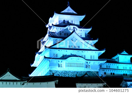 Illumination of Himeji Castle and cherry blossoms Illumination of Himeji Castle and cherry blossoms 104601275