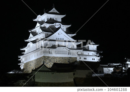 Illumination of Himeji Castle and cherry blossoms 104601288