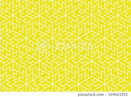 The geometric pattern with lines. Seamless vector background. White and yellow texture. Graphic modern pattern. Simple lattice graphic design 104601952