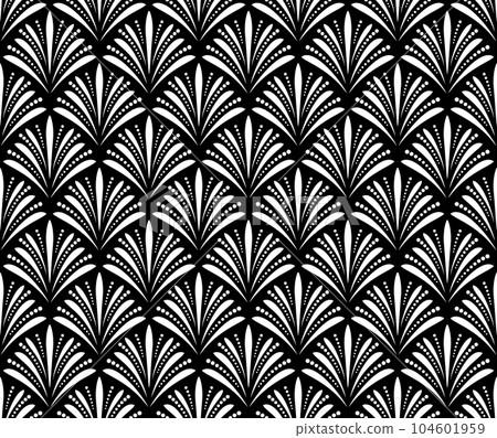 Flower geometric pattern. Seamless vector background. Black and white ornament 104601959