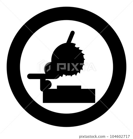 Miter saw bench steel cut off machine carpentry workshop concept icon in circle round black color vector illustration image solid outline style Miter saw bench steel cut off machine carpentry workshop concept icon in circle round black color vector illustration image solid outline style 104602717