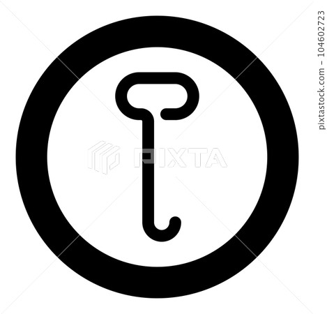 Metal fire poker for coals hook for freight load cargo opening hatches hand transport pull box crate with wood concept rabble icon in circle round black color vector illustration image solid outline Metal fire poker for coals hook for freight load cargo opening hatches hand transport pull box crate with wood concept rabble icon in circle round black color vector illustration image solid outline 104602723
