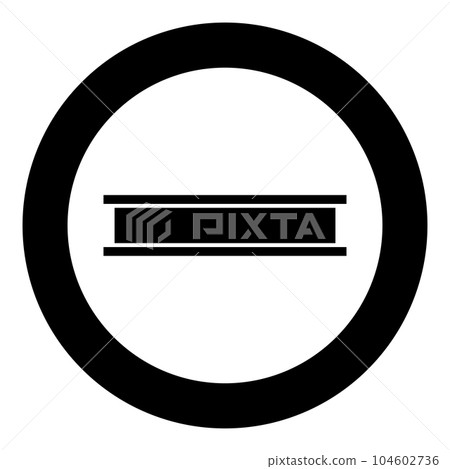 Beam girder I-beam steel bar rail piece for construction metal industry concept building material icon in circle round black color vector illustration image solid outline style 104602736