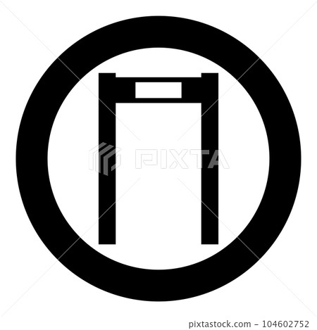 Metal detector arch airport frame control concept scanner security safety technology arched icon in circle round black color vector illustration image solid outline style 104602752