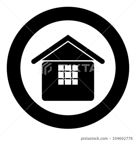 Prison jail gaol House with grate on window citadel home icon in circle round black color vector illustration image solid outline style Prison jail gaol House with grate on window citadel home icon in circle round black color vector illustration image solid outline style 104602776