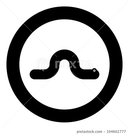 Creeping worm earthworm crawling invertebrate creep creature helminth parasite pest crawl angleworm icon in circle round black color vector illustration image solid outline style 104602777