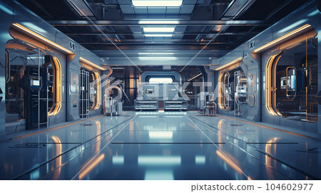 futuristic factory with no people. Hi tech smart manufacturing automation concept. generative AI 104602977