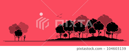 Cannot see the forest for the trees. Vector illustration depicts concept of oversight, fail to see the bigger picture, mistake, wrong perspective, and unable to understand. 104603139