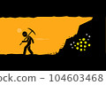 Miner give up and fed up after almost digging and reaching to the gold or treasure in the underground tunnel. Vector illustration depicts concept of failure, lost opportunity, unlucky, and impatient. 104603468