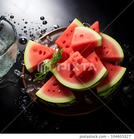 water with watermelon glass water with watermelon glass 104603827