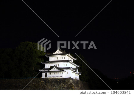 名古屋市,名古屋城西北角角樓的燈火通明 名古屋市,名古屋城西北角角樓的燈火通明 104603841