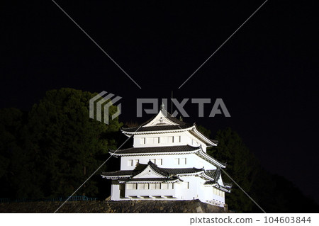 名古屋市,名古屋城西北角角樓的燈火通明 名古屋市,名古屋城西北角角樓的燈火通明 104603844