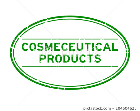 Grunge green cosmeceutical products word oval rubber stamp in white background Grunge green cosmeceutical products word oval rubber stamp in white background 104604623