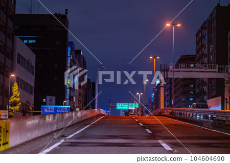 Shuto Expressway Junction Afternoon Midnight Night Tokyo Parking Area Speed Road Street Lights Running Shuto Expressway Junction Afternoon Midnight Night Tokyo Parking Area Speed Road Street Lights Running 104604690