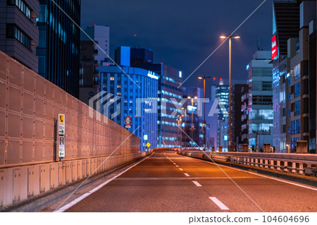 Shuto Expressway Junction Afternoon Midnight Night Tokyo Parking Area Speed Road Street Lights Running 104604696