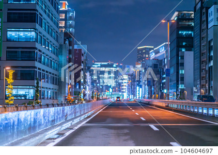 Shuto Expressway Junction Afternoon Midnight Night Tokyo Parking Area Speed Road Street Lights Running 104604697