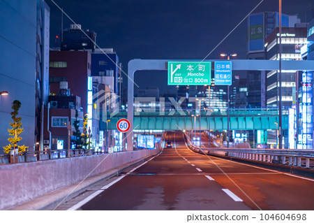 Shuto Expressway Junction Afternoon Midnight Night Tokyo Parking Area Speed Road Street Lights Running 104604698