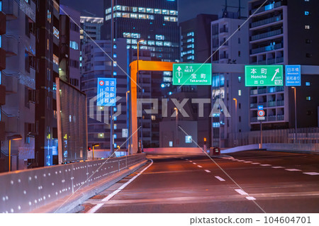 Shuto Expressway Junction Afternoon Midnight Night Tokyo Parking Area Speed Road Street Lights Running Shuto Expressway Junction Afternoon Midnight Night Tokyo Parking Area Speed Road Street Lights Running 104604701