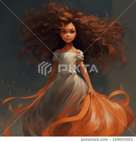 Portrait of a red-haired cute little girl in a - Stock Illustration  [104605083] - PIXTA