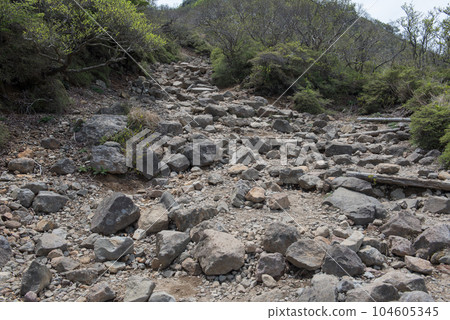 宮崎縣霧島市、小林市、蝦野市霧島山唐國山的岩石路 宮崎縣霧島市、小林市、蝦野市霧島山唐國山的岩石路 104605345
