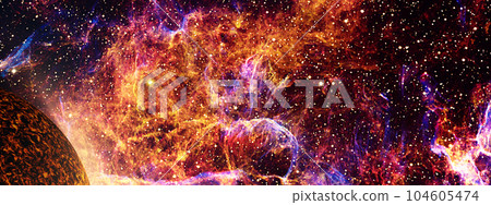 Starry sky and astronomical fog 104605474