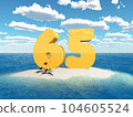 The number 65 on an island in the sea 104605524