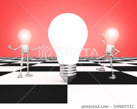 Two light bulb figures with a light bulb Two light bulb figures with a light bulb 104605532