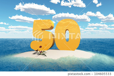 The number 50 on an island in the sea 104605533