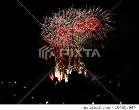Peron fireworks display seen from JR Aioi Station Shinkansen platform 104605644