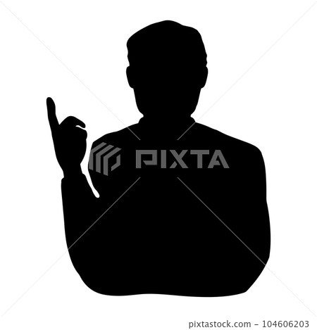 Senior male silhouette Pictogram explaining points with index finger out Black 104606203