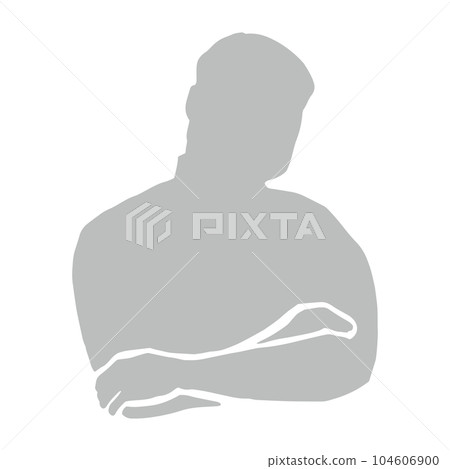 Senior man silhouette Pictogram thinking with arms crossed Gray 104606900