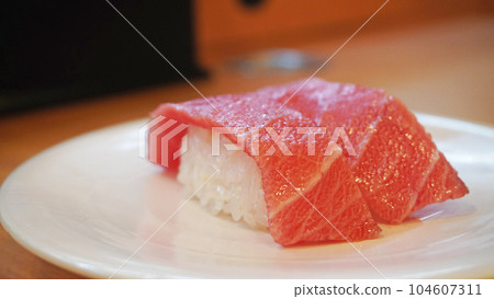 Japanese Conveyor Belt Sushi Menu (Chutoro) Japanese Conveyor Belt Sushi Menu (Chutoro) 104607311