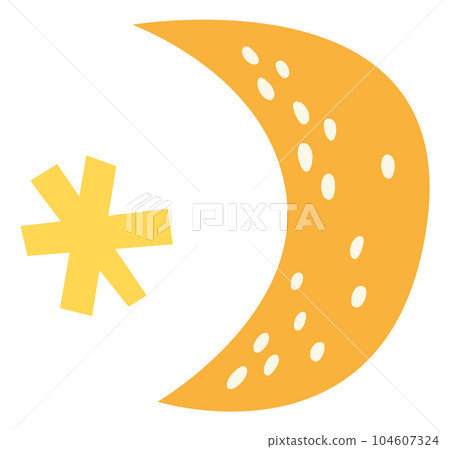 Yellow star and crescent in cute child decorative style Yellow star and crescent in cute child decorative style 104607324