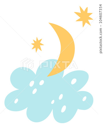 Moon crescent and cloud. Cute sweet dreams symbols Moon crescent and cloud. Cute sweet dreams symbols 104607354