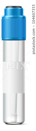 Medical test tube. Realistic glass container with blank label Medical test tube. Realistic glass container with blank label 104607355
