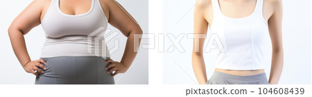 Diet woman image-before and after weight loss Diet woman image-before and after weight loss 104608439