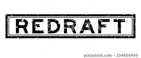 Grunge black redraft word square rubber seal stamp on white background 104608499