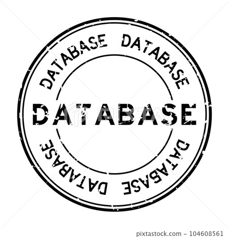 Grunge black database word round rubber seal stamp on white background Grunge black database word round rubber seal stamp on white background 104608561
