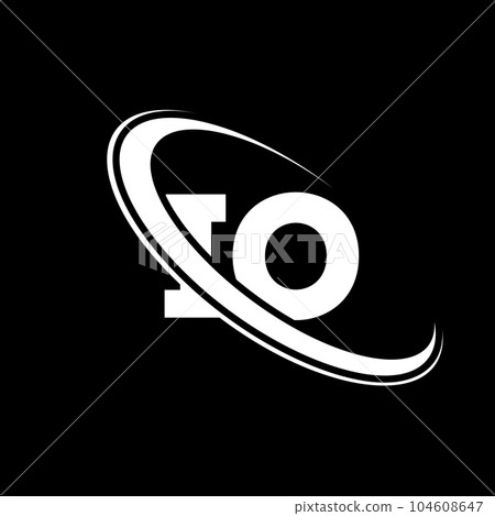 IO logo. I O design. White IO letter. IO/I O letter logo design. Initial letter IO linked circle uppercase monogram logo. 104608647