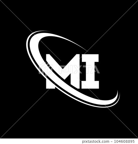 MI logo. M I design. White MI letter. MI/M I letter logo design. Initial letter MI linked circle uppercase monogram logo. 104608895