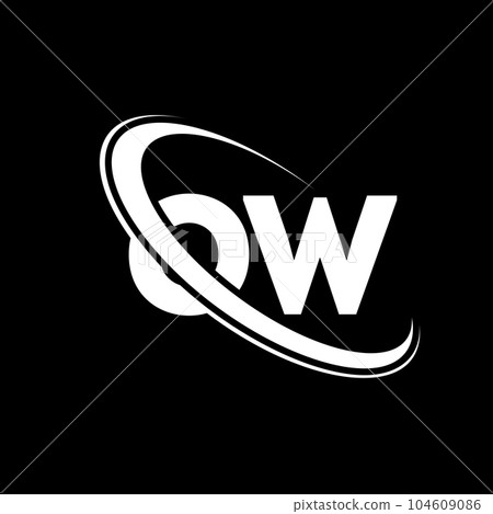 OW logo. O W design. White OW letter. OW/O W letter logo design. Initial letter OW linked circle uppercase monogram logo. 104609086