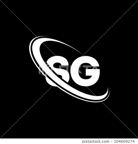 SG logo. S G design. White SG letter. SG/S G letter logo design. Initial letter SG linked circle uppercase monogram logo. 104609274