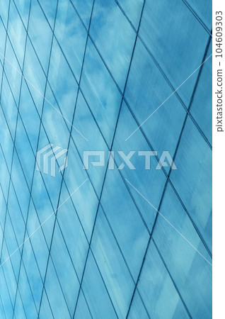 blue glass wall of building blue glass wall of building 104609303