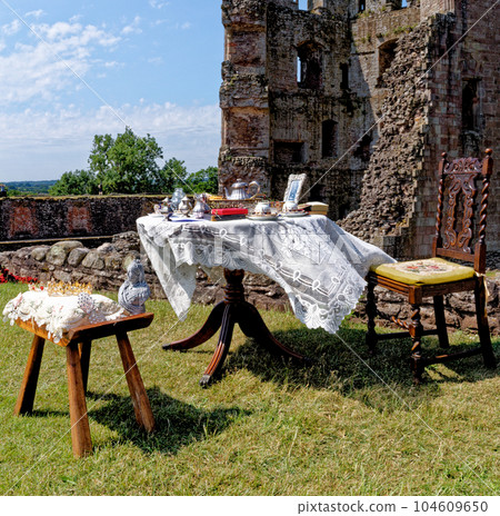 Victorian dinning table on Raglan Castle - Raglan, Monmouthshire, South Wales 104609650