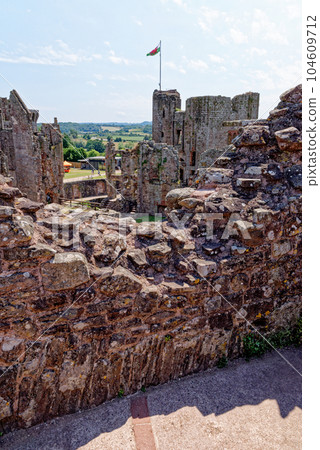 Raglan Castle in Summer, Raglan, Monmouthshire, South Wales, UK 104609712