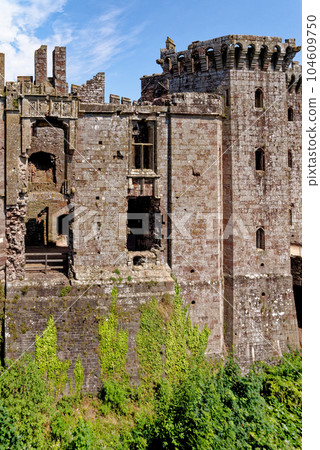 Raglan Castle in Summer, Raglan, Monmouthshire, South Wales, UK Raglan Castle in Summer, Raglan, Monmouthshire, South Wales, UK 104609750