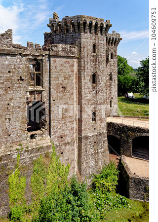 Raglan Castle in Summer, Raglan, Monmouthshire, South Wales, UK 104609751