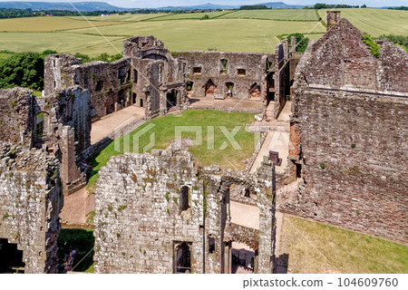 Raglan Castle in Summer, Raglan, Monmouthshire, South Wales, UK 104609760
