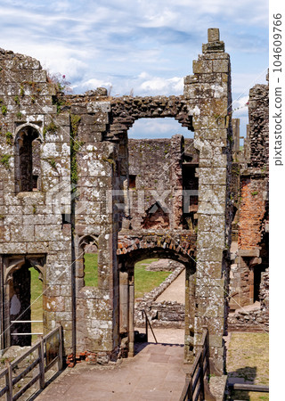 Raglan Castle in Summer, Raglan, Monmouthshire, South Wales, UK 104609766